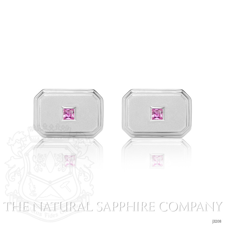 0.71 Ct. Pink Sapphire Solitaire Cufflink, Silver